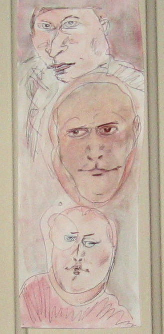 3 Stacked Heads,Painted in; 2008